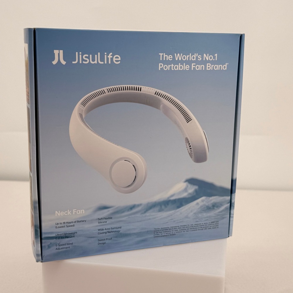 JisuLife Portable Neck Fan FA14-S White Wearable 5-Speed Rechargeable 4000mAh